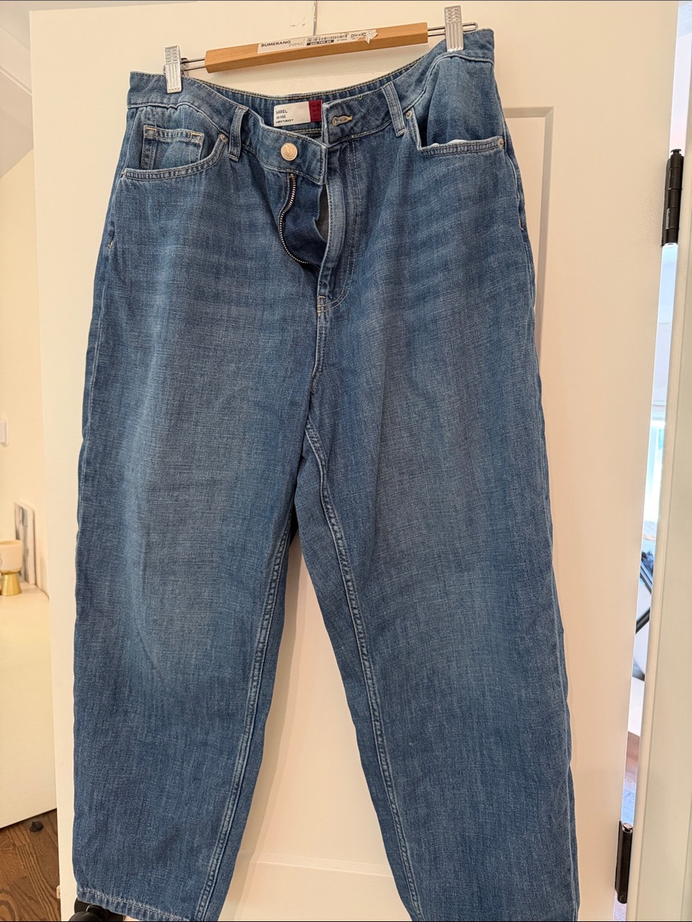 next Light Blue Denim barrel High-Rise Jeans
